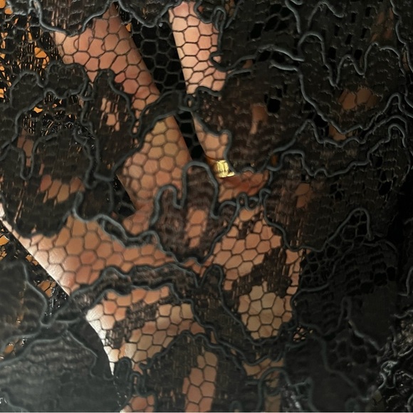 vintage 80s black sheer lace bustier long sleeve pencil mini dress-medium/8 - Picture 7 of 8